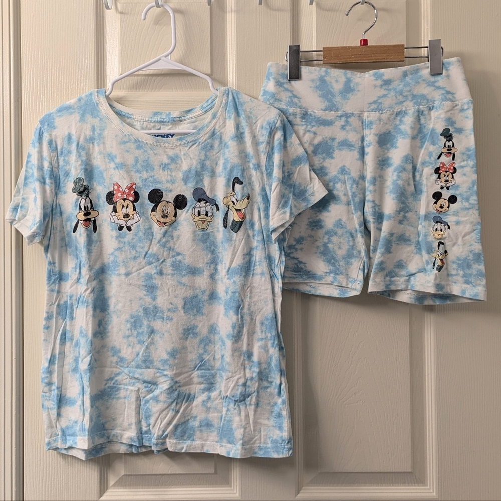 Disney Mickey and Friends Tie Dye T-shirt and Biker Shorts Set
